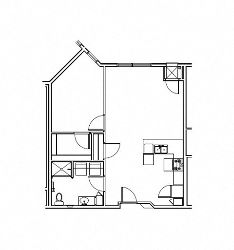 Floor plan for 1 bed, 1 bath, 792 sqft
